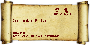 Simonka Milán névjegykártya