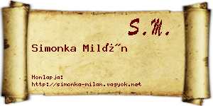 Simonka Milán névjegykártya